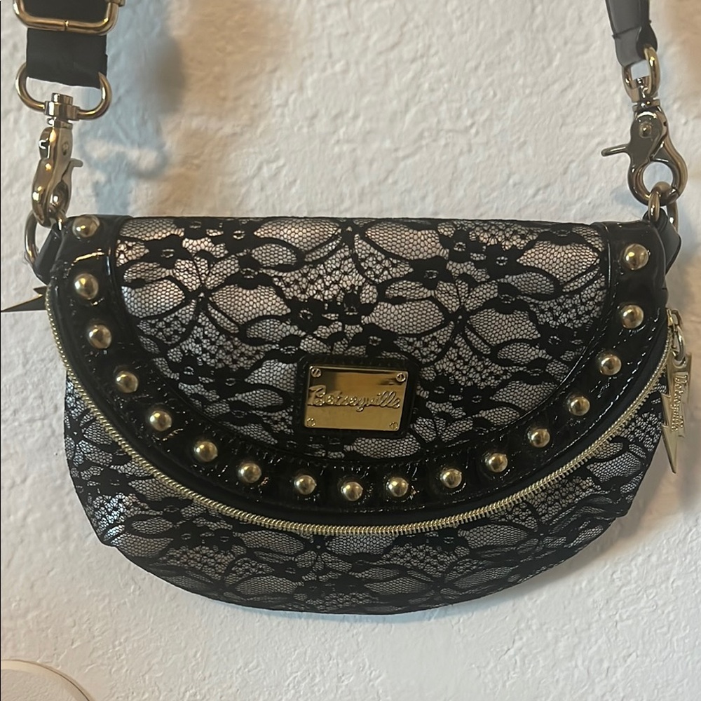 Betsey Johnson Black and Gold Women's Bag